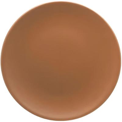 Prato Raso Avelã 26CM em Cerâmica Liso Marrom para Refeições Completas