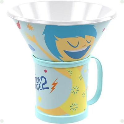 Kit Copo 360ML e Bowl 540ML Divertidamente em Plástico PP com Decoração Injetada Plasútil
