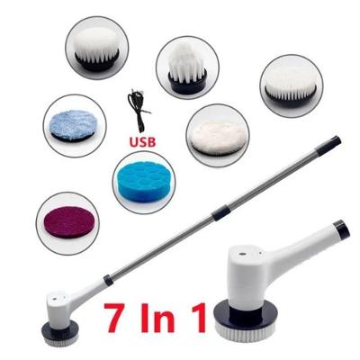 Escova de Limpeza Elétrica 7 em 1 Recarregável em ABS e Nylon para Uso Doméstico e Superfície