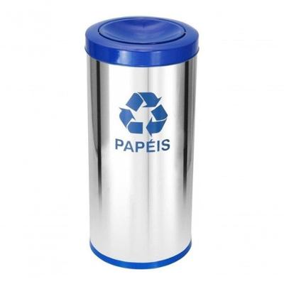 Lixeira Tampa Meia Esfera 22L Aço Inox Pintada para Resíduos Sólidos Higipack