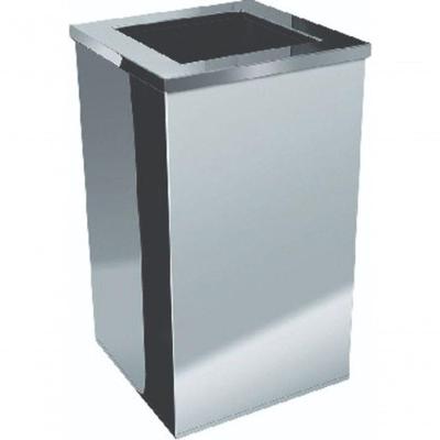 Lixeira Quadrada com Tampa Aro Aberta 50L em Aço Inox AISI 430 Abertura Manual Inox