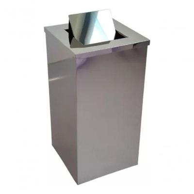 Lixeira Quadrada 50L em Aço Inox 30X60 com Tampa Basculante para Ambientes Comerciais Inox