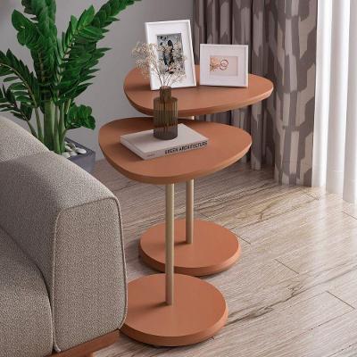 Conjunto Mesa de Centro e Apoio Bel Orgânico MDF Pé Metálico Terracota Artely