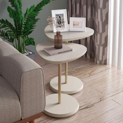 Conjunto Mesa de Centro e Apoio Bel Orgânico MDF Metal 50cm Off White Artely