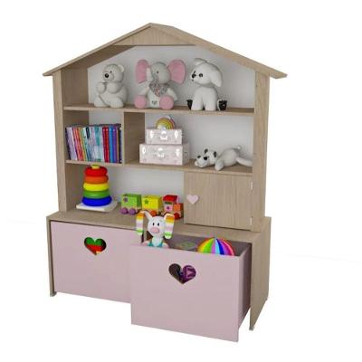 Casinha Organizadora Maia 5 Nichos 1 Porta MDF 120CM Rosê Woodcore