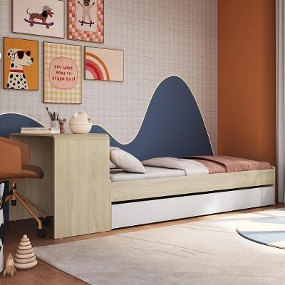 Cama Solteiro Infantil Com Auxiliar 188x78cm Escrivaninha Infix Carvalho-branco C06 - Mpozenato