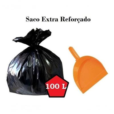 Saco para Lixo Saco de Lixo Extra Reforçado 100LT 3KG em Polietileno Reforçado Uso Doméstico Preto