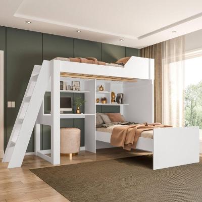 Beliche com Escrivaninha Office DRD 01 com Nichos MDF MDP Branco Vivace