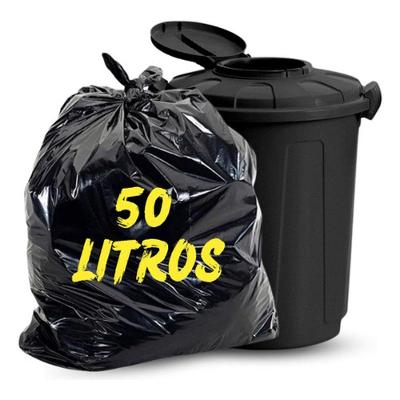 Saco de Lixo 50 Litros Reforçado com Materiais Reciclados Uso Doméstico e Comercial Preto Higipack