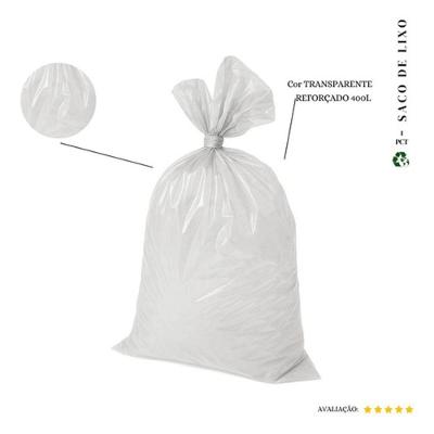 Saco de Lixo 400L Reforçado Transparente para Resíduos Médios Pacote 100 Unidades Higipack