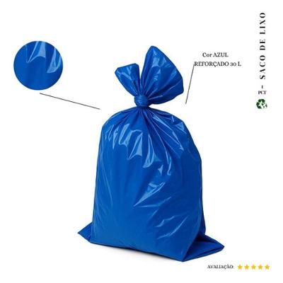 Saco de Lixo 30L Reforçado Azul 0,9 Micras para Resíduos Médios Higipack
