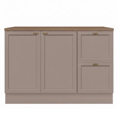 Balcão para Cozinha J00102 2 Portas 2 Gavetas 120cm Gris Carvalho Oak Poliman Móveis