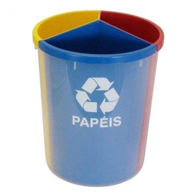Lixeira para Coleta Seletiva Mix 25 Litros Plástico Azul-Vermelho-Cinza