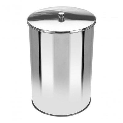 Lixeira Office Redonda 10L em Aço Inox com Tampa Removível Inox