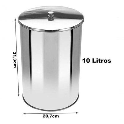 Lixeira Office Redonda 10L em Aço Inox para Escritório Cinza Higipack