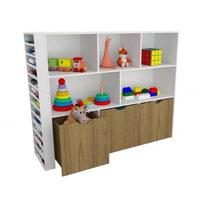 Estante Infantil Ada Baús Porta Carrinhos MDF 150cm Branco Woodcore