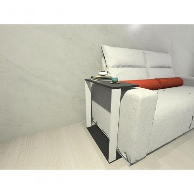 Mesa Lateral para Sofá Industrial Retangular MDF 100% MDF 60CM Branco Preto