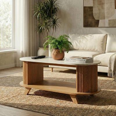 Mesa de Centro Vivalde Retangular MDF 100cm Cinamomo-off White Artely