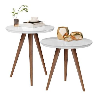 Kit de Mesinhas Laterais Cadiz Redondo MDF 45CM Off White Casah