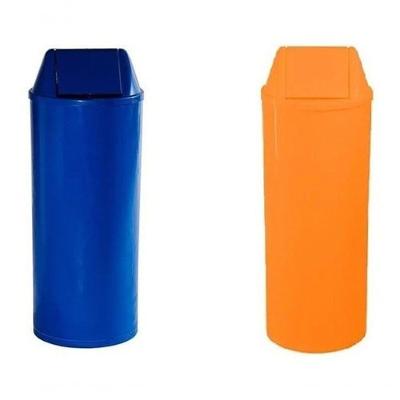Cesto Lixeira Kit 8 Peças 22L com Tampa para Uso Comercial 7 Azuis e 1 Laranja