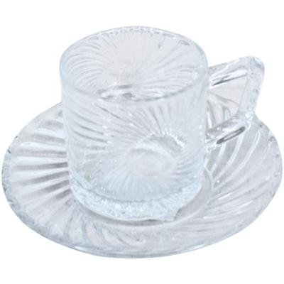 Xícara com Pires Astra 85ML em Vidro para Café Expresso com Design Sofisticado Transparente