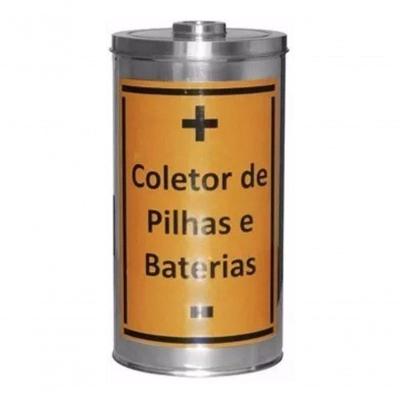 Lixeira Coletora de Pilhas e Baterias Inox 25 l Abertura Manual Ecológica Laranja Higipack