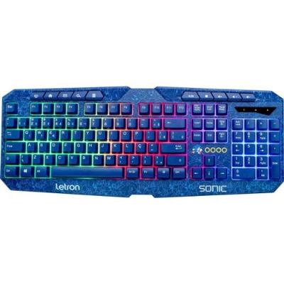 Teclado Gamer Letron Sonic Usb Led Azul [F002] com 117 Teclas ABNT2 Multimídia e Conexão USB Plug