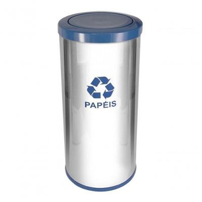 Lixeira C53 50L Aço Inox com Tampa Meia Esfera Plástica e Bandeja Interna Inox