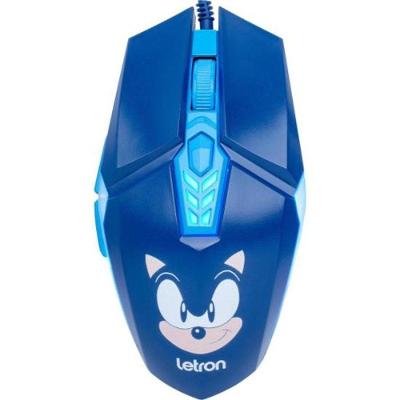 Mouse Gamer Letron Sonic 3600dpi Rbg Azul [F002] com 6 Botões, LED e Conexão USB Plug And Play Azul