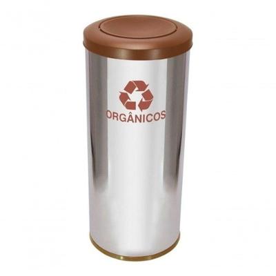 Lixeira C41 22L Aço Inox com Tampa Meia Esfera Plástica Inox