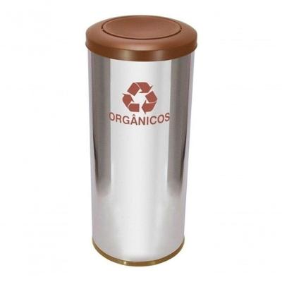 Lixeira Aço Inox Tampa Meia Esfera Basculante com Balde Interno 30L Inox Higipack