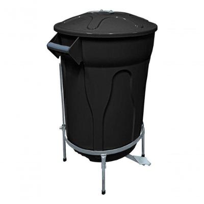 Kit Lixeira 100L Polipropileno com Pedal de Aço Preto 02 Unidades