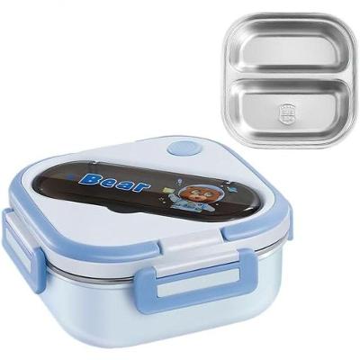 Kit Lancheira Infantil Térmica com Marmita Inox Bento Box Antivazamento Azul