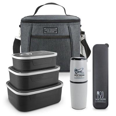 Kit De Bolsa Térmica E Pote P/ Alimentos C/ 3 Pcs Porta Escova E Pasta De Dente E Porta Talher Preta