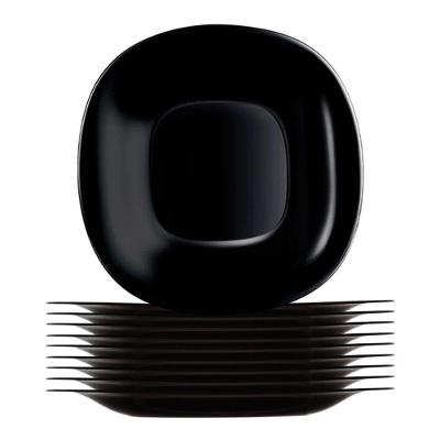 Jogo 10 Prato De Sobremesa Preto Quadrado Square 20cm Vidro Opalino Em Casa Tem