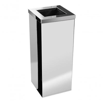 Lixeira Inox Quadrada 50 Litros em Aço Inox com Aro e Abertura Central Inox