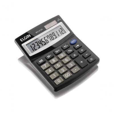 Calculadora de Mesa Elgin MV-4124 com 12 Dígitos, Visor de Cristal Líquido e Funções Básicas Preto