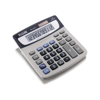 Calculadora de Mesa Elgin MV-4123 com Visor LCD, 12 Dígitos, Memória, Funções GT e MU, Bateria G10