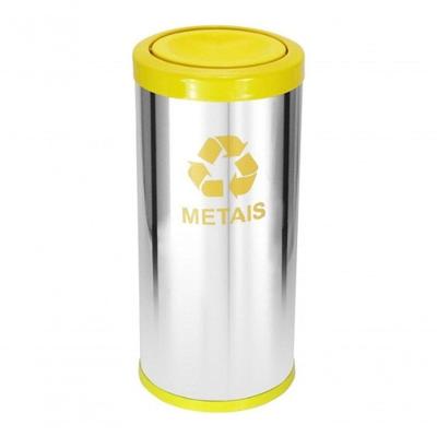 Lixeira em Aço Inox com Tampa Meia Esfera Plástica Inox para Ambientes Internos