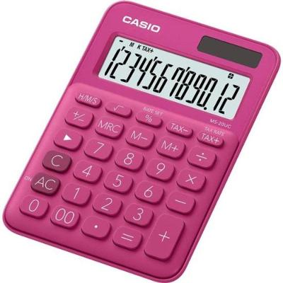 Calculadora de Mesa Casio MS20UC 12 Dígitos com Visor Amplo e Funções de Porcentagem Rosa