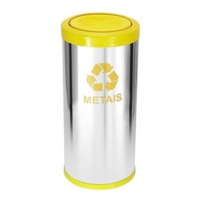 Lixeira em Aço Inox com Tampa Meia Esfera Plástica 22L Basculante Inox Higipack