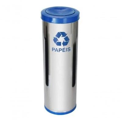 Lixeira de Aço Inox 50l com Tampa Plastica Meia Esfera Jsn 50L Higipack