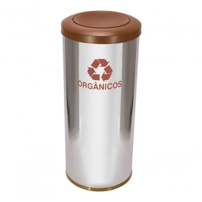 Lixeira de Aço Inox 30L com Tampa Plástica Meia Esfera para Ambiente Doméstico Inox
