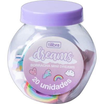 Borracha Tilibra Mini Dreams Macia Não Tóxica Tamanho Mini Pote com 20 Unidades