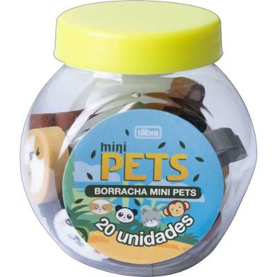 Borracha Tilibra Mini Pets Macia Tamanho Mini Pote com 20 Unidades
