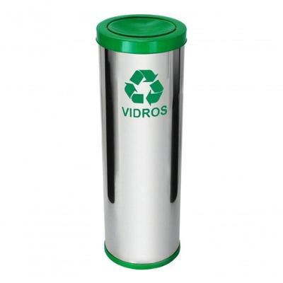 Lixeira de Aço Inox 30L com Tampa Plástica Meia Esfera com Abertura Basculante Inox