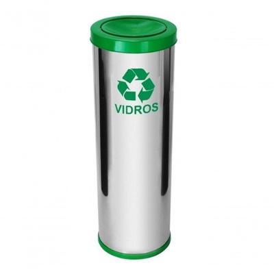 Lixeira com Tampa Meia Esfera Pintada 30L em Aço Inox Inox para Uso Comercial e Industrial