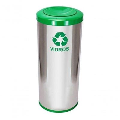 Lixeira com Tampa Meia Esfera 50L Aço Inox com Bandeja Interna Inox