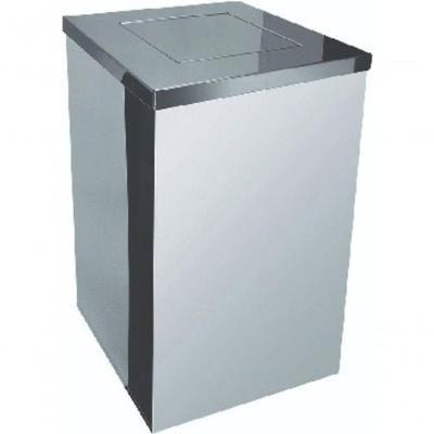 Lixeira Quadrada 50L em Aço Inox com Tampa vai-vem para Ambientes Internos Inox Polido