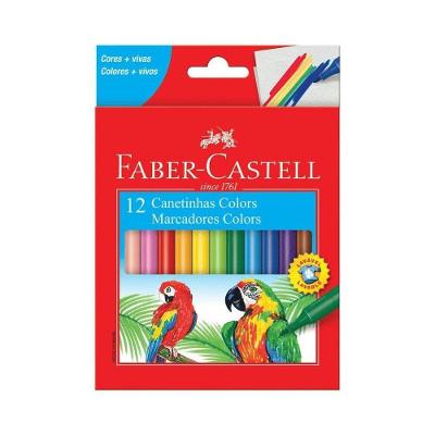 Canetinha Hidrográfica Faber-Castell com Ponta Média Tinta Lavável Estojo 12 Cores